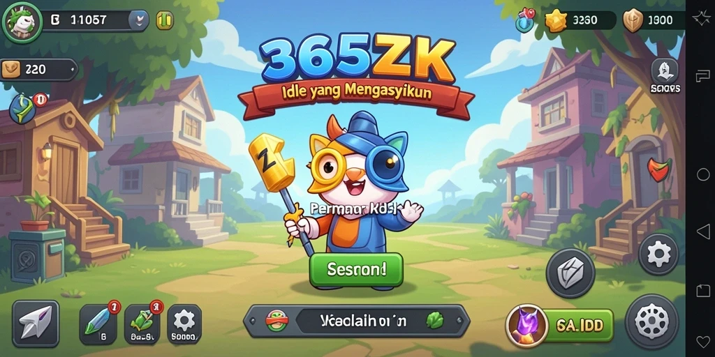 Screenshot gameplay <strong>365ZK</strong> yang menunjukkan karakter dan sumber daya yang dikelola secara otomatis.