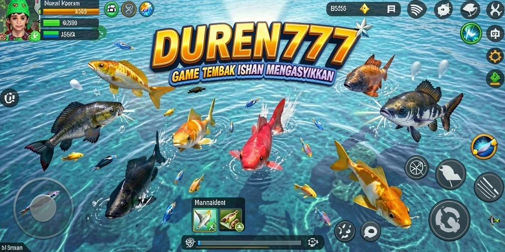 Gameplay DUREN777 yang penuh warna dan seru saat menembak ikan.