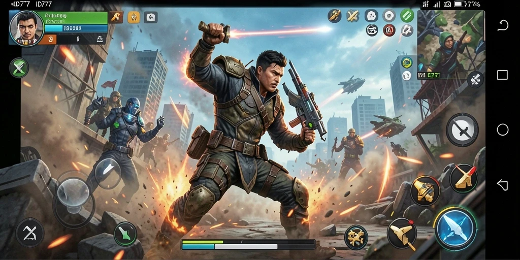 Screenshot utama ID777 yang menampilkan aksi gameplay yang intens.