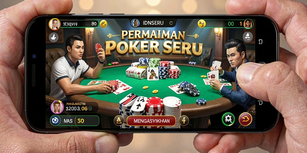 Tampilan gameplay IDNSERU yang menegangkan saat bermain poker.