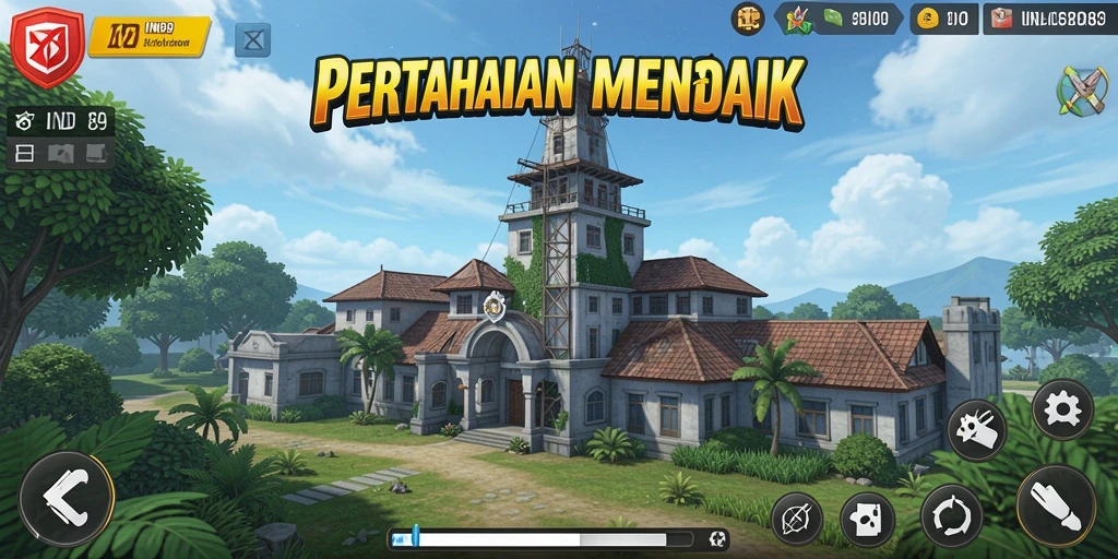 Gambaran gameplay menegangkan dengan berbagai menara dalam aksi.