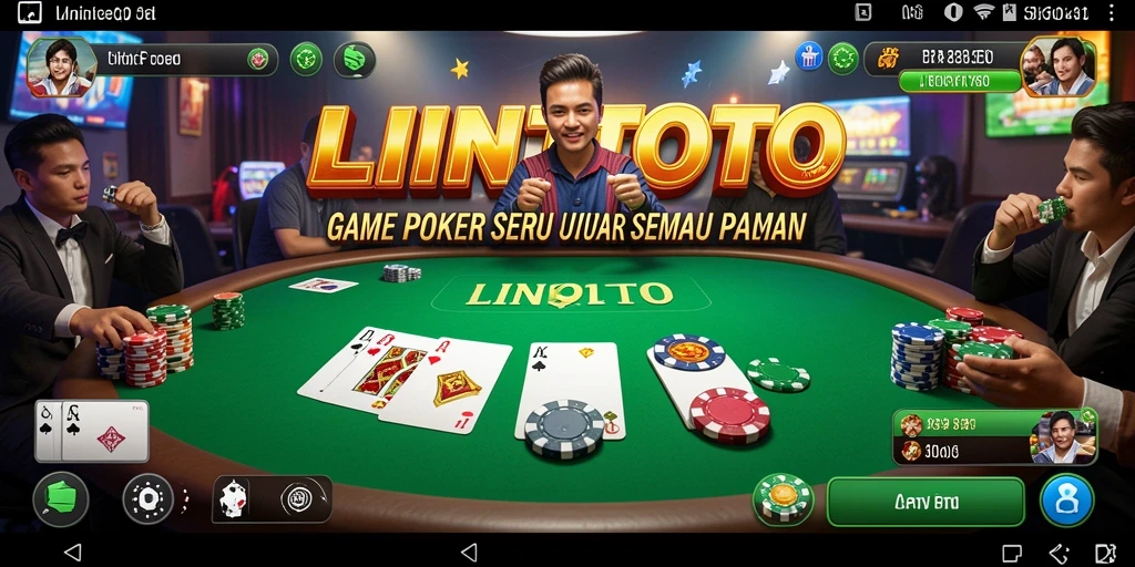 Gameplay Poker seru di aplikasi LINITOTO dengan fitur interaktif.