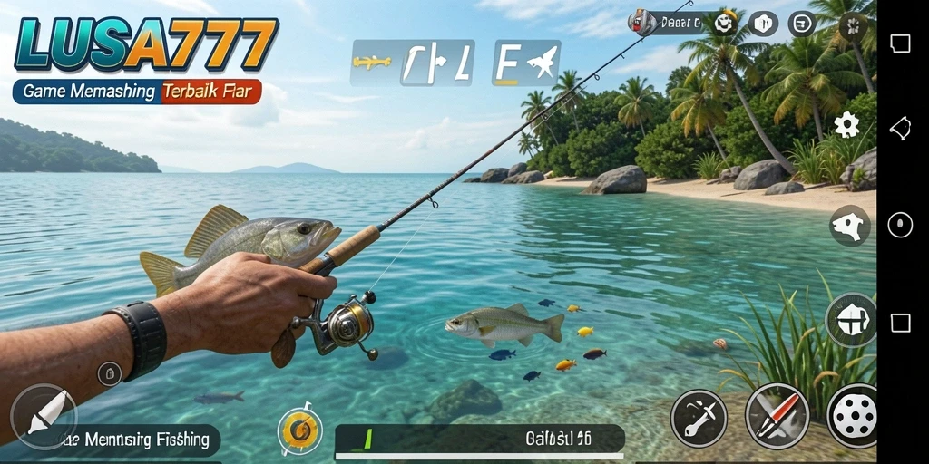 Screenshot gameplay LUSA777 dengan aksi memancing yang seru dan menarik.