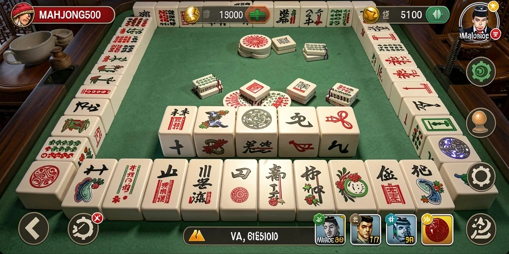 Tampilan gameplay <strong>MAHJONG500</strong> yang seru dengan berbagai ubin yang harus dicocokkan!
