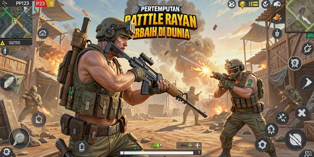 Gameplay PP123 yang seru di medan pertempuran Battle Royale.