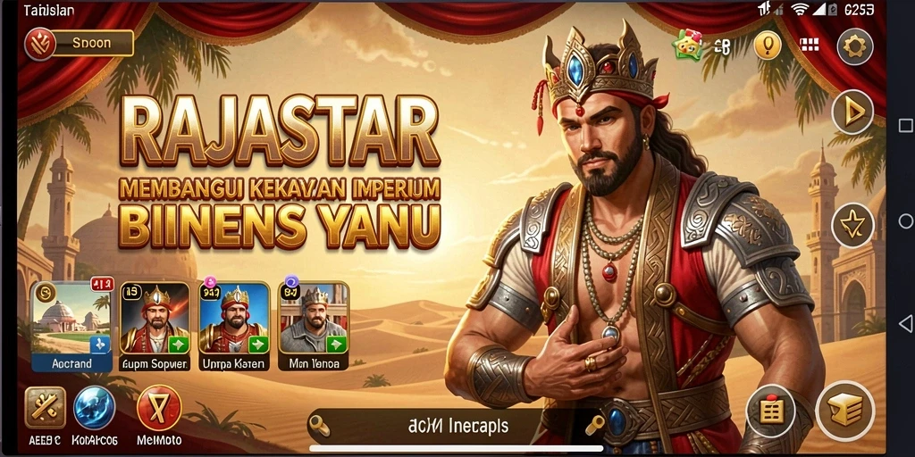 Tampilan gameplay RAJASTAR dengan berbagai opsi bisnis yang menarik.