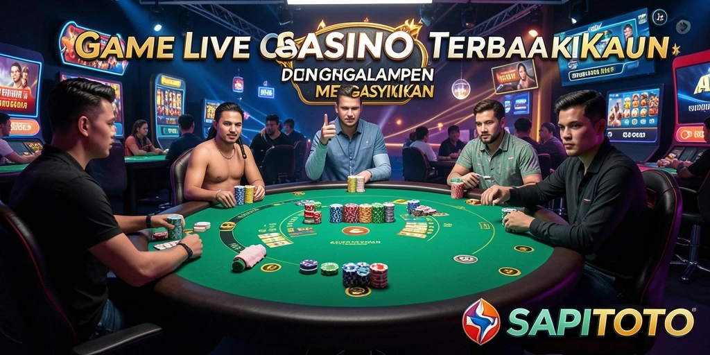 Screenshot gameplay Live Casino SAPITOTO dengan dealer langsung dan pemain aktif.