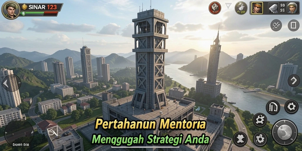 Tampilan menarik dari gameplay Tower Defense di SINAR123.