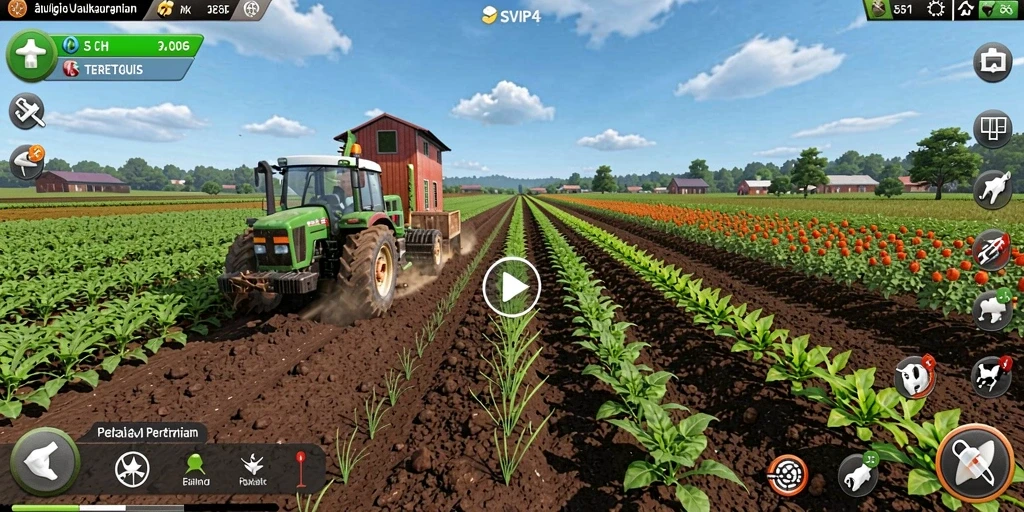 Tampilan menarik dari gameplay SVIP4 saat bertani di lahan subur.