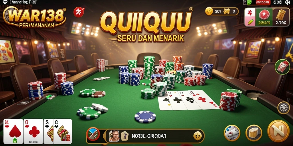 Tampilan layar game QiuQiu yang penuh warna dan seru.