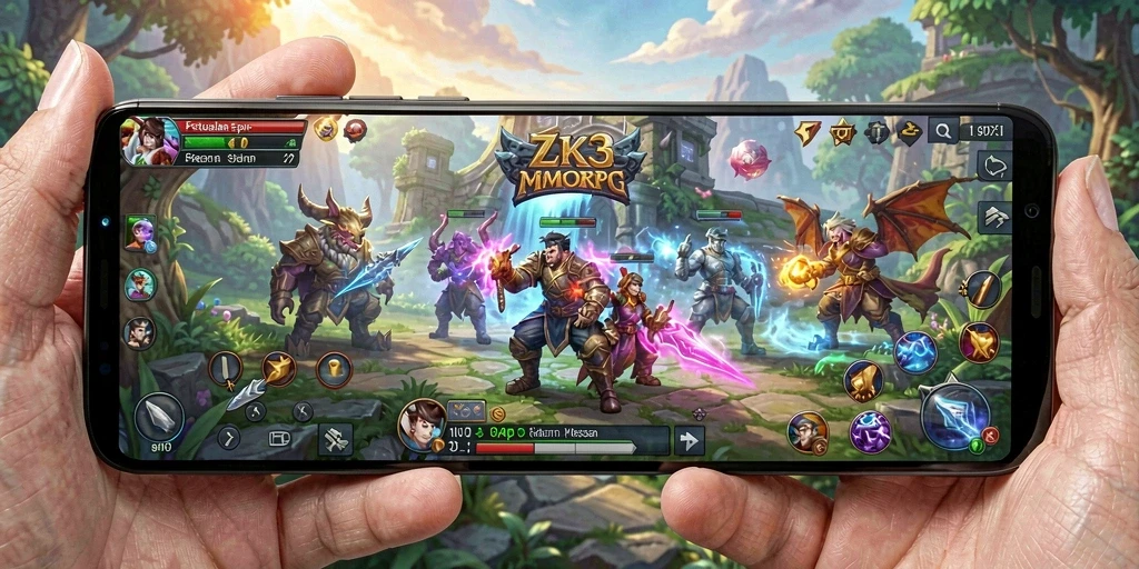 Tampilan gameplay ZK3 yang epik dan interaktif dalam dunia MMORPG.